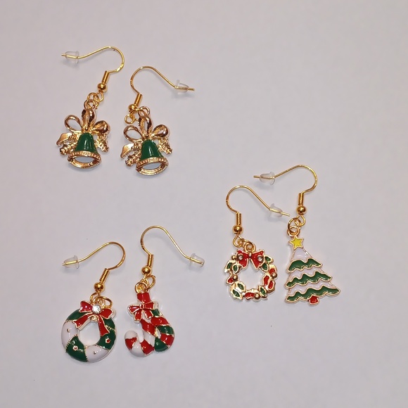 NWT Bundle of Three Pairs of Adorable Gold Dangling Christmas Earrings!! - Picture 2 of 4